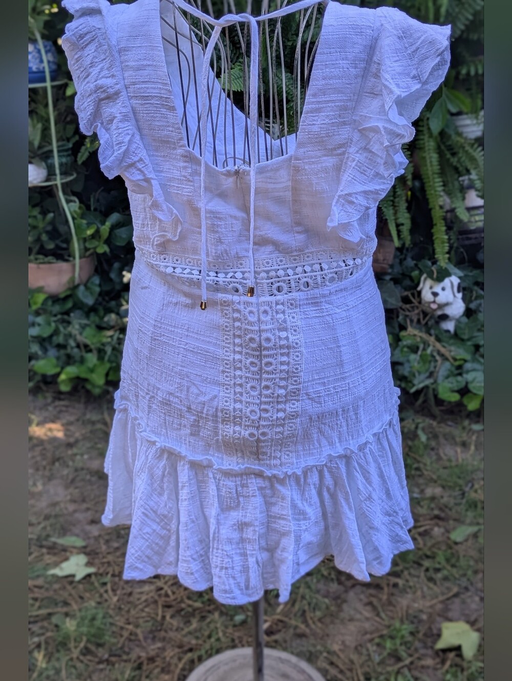 AUDREY PARKS FRANCESCA cute little white Lace mini dress SZ L
